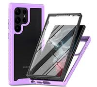 RonRun Coque pour Samsung Galaxy S24 Ultra 5G, 360° Transparente étui Antichoc Housse Integrale Transparent Silicone Bumper avec Protecteur d'Écran Intégré Case - Violet Clair