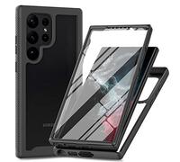 RonRun Coque pour Samsung Galaxy S24 Ultra 5G, 360° Transparente étui Antichoc Housse Integrale Transparent Silicone Bumper avec Protecteur d'Écran Intégré Case - Noir