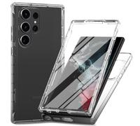 RonRun Coque pour Samsung Galaxy S24 Ultra 5G avec Protection écran, 360° Full Body Protection Case Transparente Etui Antichoc Silicone Bumper Coque pour Samsung Galaxy S24 Ultra 5G - Noir