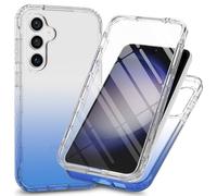 RonRun Coque pour Samsung Galaxy S25 Plus avec Protection écran, 360° Full Body Protection Case Transparente Etui Antichoc Silicone Bumper Coque pour Samsung Galaxy S25 Plus - Bleu