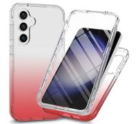 RonRun Coque pour Samsung Galaxy S25 Plus avec Protection écran, 360° Full Body Protection Case Transparente Etui Antichoc Silicone Bumper Coque pour Samsung Galaxy S25 Plus - Rouge