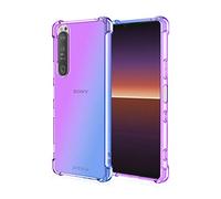 RonRun Coque pour Sony Xperia 1 IV Souple Silicone Transparente Gradient Color TPU Antichoc Housse Anti-Rayures Full Body Protection Sony Xperia 1 IV Bleu Violet