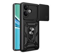 RonRun Coque pour Vivo V60 Lite Anti Chute Protection TPU PC Multi Couches Cache Objectif Glissant Support Rotatif 360 Degres Aimant Support Voiture,Noir