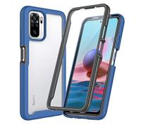 RonRun Coque pour Xiaomi Poco M5s/Redmi Note 10/Note 10S, 360° Transparente étui Antichoc Housse Integrale Transparent Silicone Bumper avec Protecteur d'Écran Intégré Case - Bleu