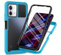 RonRun Coque pour Xiaomi Redmi Note 13 5G, 360° Transparente étui Antichoc Housse Integrale Transparent Silicone Bumper avec Protecteur d'Écran Intégré Case - Bleu Clair