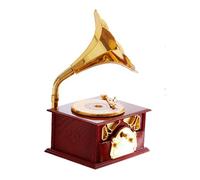 RONSSEN Boîte à musique Gramophone Boîte à musique Décoration de la maison Artisanat Ornements Interrupteur de tiroir Placé sur le bureau Cadeau d'anniversaire créatif (marron) caja musical