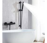 Ronvie Kit de barre de douche avec barre de douche murale thermostatique, tuyau en acier inoxydable de 1,5 m, barre de douche réglable de 76 cm, résistant à la corrosion, accessoires de salle de bain