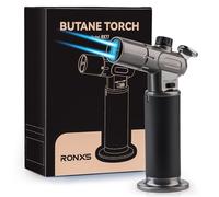 RONXS Chalumeau de Cuisine,Torche de Cuisine Briquet Butane Réglable à Double Flamme avec Flamme Continue Rechargeable Chalumeau Torche Culinaire (Gaz Butane Non Inclus)