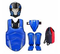 Ronyme 5 Pièces Équipement d'Entraînement de de Ensemble de Protège-tête Plastron Coquille Protège-Tibias Protection Matériaux Durables PU Réglages par , Blue , M