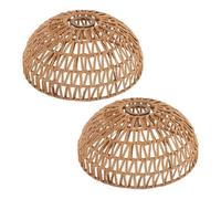 Ronyme Abat-jour en Papier Fait Main Couvre-lampe Dôme Tissé pour Plafonnier Diffuseur de Lumière en Corde et Fer Installation Facile Texture Fibreuse Adapté, Couleur Kaki, 2 Pièces