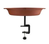 Ronyme Bain d'oiseaux Extérieur Robuste avec Bol Ovale Rebord Perforé Support Vertical Pince de Fixation en Métal Adapté Terrasses Espaces Verts