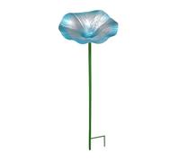 Ronyme Bain d'oiseaux, mangeoire à Oiseaux, Ornement sur Pied, Bol d'alimentation en Forme de du Matin, mangeoire à Oiseaux pour Patio, Bleu