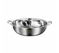 Ronyme Bifonction Inox 304 Casserole Compartimentée Poêlon Poignée Confortable Adaptation aux Types de Cuisson Nettoyage Aisé, 40 Cm, Pot À Fondue Double Yuan Yang Sans Couvercle