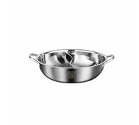Ronyme Bifonction Inox 304 Casserole Compartimentée Poêlon Poignée Confortable Adaptation aux Types de Cuisson Nettoyage Aisé, 28 Cm, Pot À Fondue Double Yuan Yang Sans Couvercle