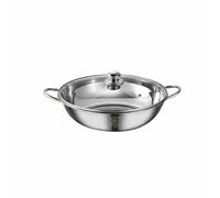 Ronyme Bifonction Inox 304 Casserole Compartimentée Poêlon Poignée Confortable Adaptation aux Types de Cuisson Nettoyage Aisé, 28 Cm, Pot À Fondue Simple Qing Tang Avec Couvercle