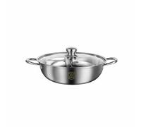 Ronyme Bifonction Inox 304 Casserole Compartimentée Poêlon Poignée Confortable Adaptation aux Types de Cuisson Nettoyage Aisé, 36 Cm, Pot À Fondue Double Yuan Yang Avec Couvercle