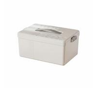 Ronyme Boîte de Rangement Médicaments Organisateur Pharmacie Coffret Trousse Premiers Secours à Grande Capacité en PP avec, Blanc Et Gris, Boîte À Médicaments Monocouche
