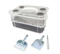 Ronyme Boîte d'Élevage vers Farine avec Tamis Intégré, Terrarium Transparent et Robuste, Bac Facile à Nettoyer avec Système Ventilation, pour Ténébrions, vers de Farine Vivants, 1L, Filet Fin