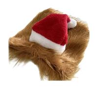 Ronyme Bonnet de Père Noël pour Chat, Couvre-Chef d'hiver Amusant en Polyester Doux pour Chats, Chiots et Chiens, idéal pour Les fêtes, Light Brown L