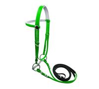 Ronyme Bride de Cheval avec rêne, Sangle de Nuque, Mors en Acier Inoxydable, Bride de tête, Corde d'équitation pour Cours de Dressage, 135mm
