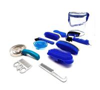 Ronyme Brosse de Nettoyage Équine Set de Soin Équidé Brosse Peigne Étrille Crins Matériaux Robustesse Plastique Métal Bois Manche Antidérapant Sac Clair