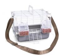 Ronyme Cage de Transport d'Oiseau Portable Cage de pour Cage Métallique Robuste avec Poignée de Portage Adapté pour Déplacements Visites Vétérinaires Expositions Avicoles Maison Taille, Gris, Gris