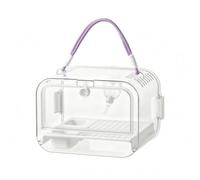 Ronyme Cage de Transport Oiseaux avec Poignée Supérieure Bretelle Arrière Ouvertures de Ventilation Mangeoire Double Cage Mobile en Plastique Transparent, Violet