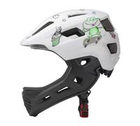 Ronyme Casque Enfant Velo, Casque Intégral pour Enfants, Casque Enfant avec Mentonniere, 48-58 cm Ajustable, Accessoires avec Lumière Arrière, pour D'équilibre Patins à roulettes, Grenouille et Blanc