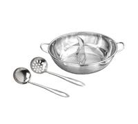 Ronyme Chinoise Shabu Shabu à Compartiments avec cuillère à Fentes et louche à Double poignée et séparateur, idéale pour la Maison, Le Camping Les, 29cm