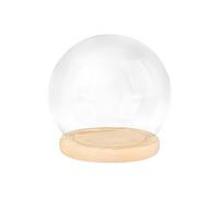 Ronyme Cloches en Verre Transparent, Cloche Dôme Décorative avec Socle en Bois pour Lumières, Décorations de Table, 15x15cm