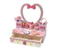 Ronyme Coiffeuse Fille Jeu Imitation Table Coiffage Miroir Tiroir Accessoires en Bois avec Poste de Beauté Enfant et Contenants