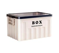 Ronyme Conteneur de rangement avec couvercle, grande caisse utilitaire peu encombrante avec poignées, boîte de rangement avec couvercle pour épicerie, Blanc Bleu