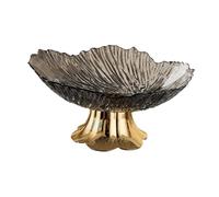 Ronyme Coupe à fruits sur pied décorative et polyvalente, idéale pour la table, le rangement des collations et des fruits dans la salle à manger ou le salon, Noir Transparent
