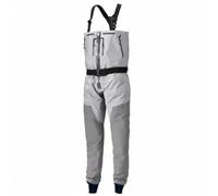 Ronyme Cuissardes de Pêche Étanches sans Bottes Ventre Waders Poitrine Pantalon Étanche de Rivière Salopette Imperméable Tissu 4 Couches avec Fermeture, Gris, L