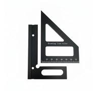 Ronyme Équerre Angle Ruler Équerre de Charpentier Règle Rapporteur Triangle Outil de Traçage Léger en Alliage d'Aluminium Mesure Fiable à 45 et 90 Degrés, Noir, Triangle Métrique