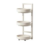 Ronyme Étagère à Épices Rotative Organisateur Vertical de Cuisine Présentoir à Épices Support à Huiles Acier Carbone Stable et Mécanisme Tournant Régulier, Trois Couches, Blanc Laiteux