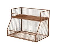 Ronyme Étagère de Rangement Tabletop Rayonnage pour Salon Organisateur de Comptoir Conception Compacte Structure Métal Plateforme Bois Adaptée au Salon Bureau Entrée, Noyer Noir, 50CM