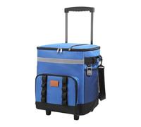 Ronyme Glacière à roulettes, Isotherme en Tissu Oxford Souple et zippé de 35 L, capacité, avec roulettes et poignée, isolée, pour randonnée, Bleu