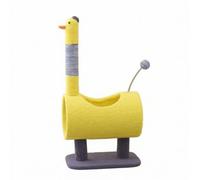 Ronyme Griffoir Perchoir Tunnel Jouet Balle à Ressort Base Élevée Double Piliers Structure Stable Détente Revêtement Doux Adapté à Foyer Intérieur, Poulet Jaune
