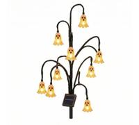 Ronyme Halloween Luminaire de Chemin Lampe Solaire Extérieure Lampe de Jardin Décorative avec Structure Arborescente en Fer et Piquet Robuste Adapté aux, Fantôme
