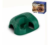 Ronyme Industrial Abri Reptile Grotte Serpent Cachette Lézard Refuge Terrarium Conception 2 en 1 avec Zone d'alimentation et Eau en Plastique Adapté aux, Vert, Grand