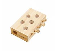 Ronyme Jeu Interactif pour Chat Jouet Puzzle Bois Cognitive Approche Chasse Format Compact Adapté à Chat Domestique et Espace Intérieur, Jeu De Taupe en Bois Massif À 5 Trous