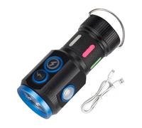 Ronyme Lampe de Poche Rechargeable LED Frontale, Noir, Noir De Jais, Quatre Sources Lumineuses + Magnétique + Crochet + Clip Arrière