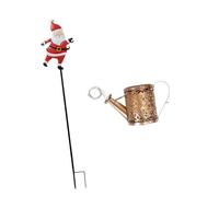 Ronyme Lampe Solaire de Noël à piquer représentant Le Père Noël Tenant Un arrosoir, décoration extérieure Originale pour terrasse, Cour et pelouse.