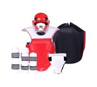Ronyme L'ensemble d'équipement de de karaté Comprend des protège-Tibias, Un Gilet de Soutien Ajustable et Un Casque de Boxe pour, Rouge, pour 110 à 130 Cm