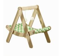 Ronyme Lit Hamac pour Chat Hamac Suspendu Couchage Balançoire Support Triangulaire en Bois et Sisal Surface Tissée Douce Cadre Ouvert Léger Détente en, Balancelle Verte À Carreaux