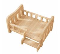 Ronyme Lit pour Chien en Bois Composite Lit Chien Panier Couchage Couchant Surélevé avec Ventilation sous Convient à Intérieur, Petit pour Animaux De Moins De 7,5 Kg, Lit en Bois Massif