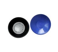 Ronyme Lot de 2 Batées à Orpaillage avec Tamis 35cm, Kit Portable pour Rivière, Plage, Torrent, Casserole à Or PP Résistante, Outil Recherche pour Débutants et Amateurs, Bleu et Noir