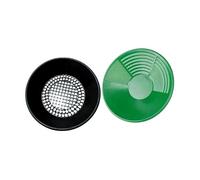 Ronyme Lot de 2 Batées à Orpaillage avec Tamis 35cm, Kit Portable pour Rivière, Plage, Torrent, Casserole à Or PP Résistante, Outil Recherche pour Débutants et Amateurs, Vert et Noir