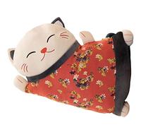 Ronyme Lucky Cat Oreiller Ceinture Taille Coussin Amovible Doux Étreignant Coussin Polyvalent Oreiller Lombaire Taille Coussin pour Pâques Cadeau Canapé, Rouge